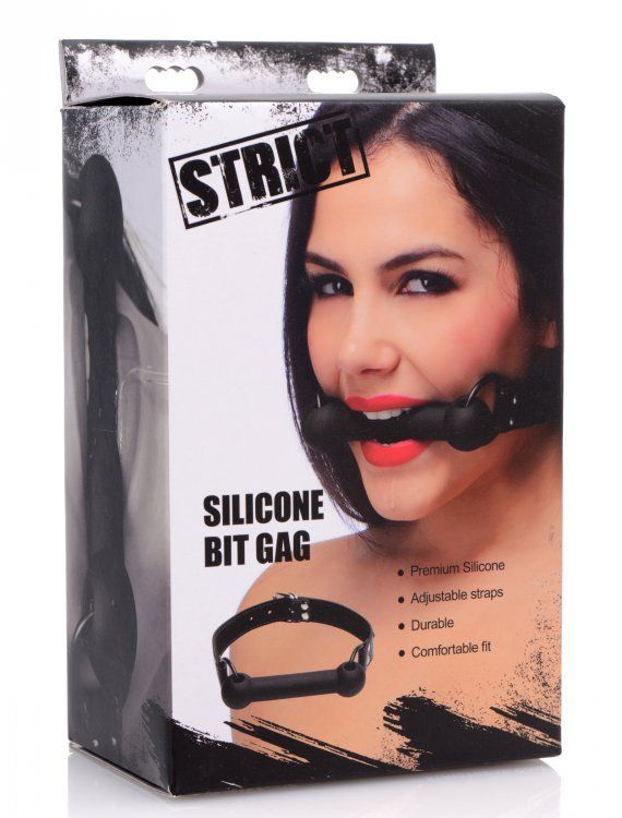 Strap your pet into this attractive and comfortable bit gag ... Strict - Silicone Bit Gag - Black photo-6