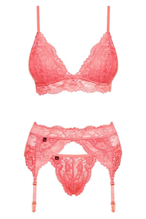 Wonderful, sensual and classy – that’s how you’ll feel in th... Obsessive - 810-SEG Set 3-pcs - Coral - S/M photo-7