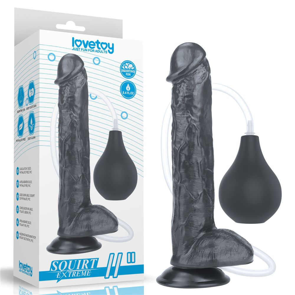 Enjoy lots of horny, squirting fun with this LoveToy squirt ... Lovetoy - 11" Squirt Extreme Dildo - Black photo-13