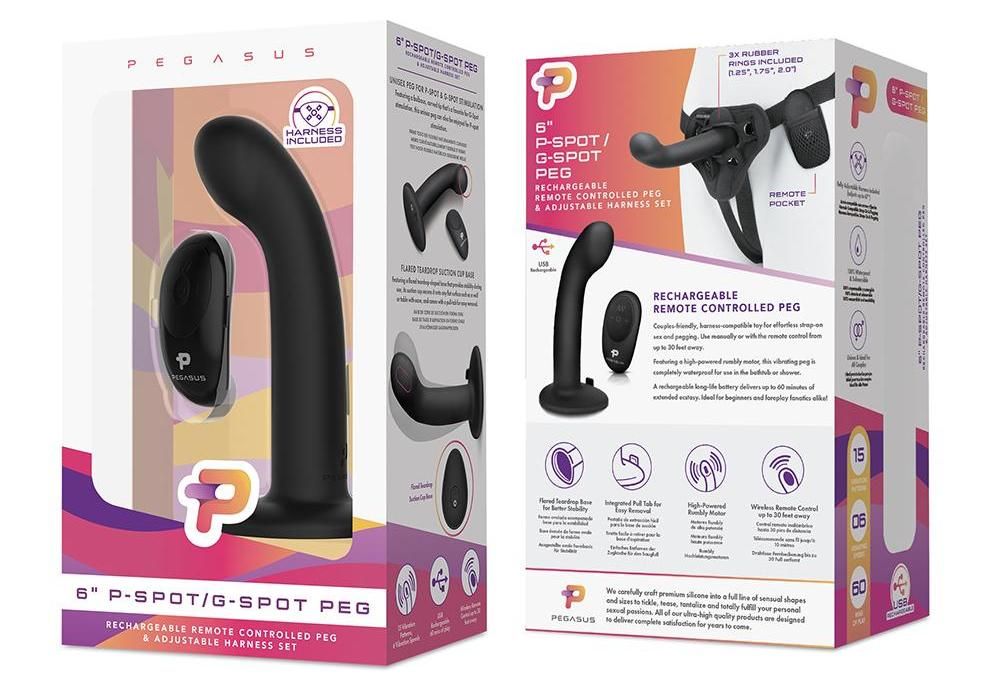 15 Vibration patterns
6 Vibration speeds
Wireless Remote Con... Pegasus - 6'' P/G-Spot Wireless Remote Control w/Harness - Black photo-10