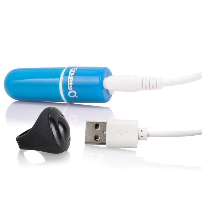 Charged Vooom RC is a deep rumbling rechargeable bullet powe... The Screaming O - Charged Remote Control Vooom Bullet - Blue photo-3
