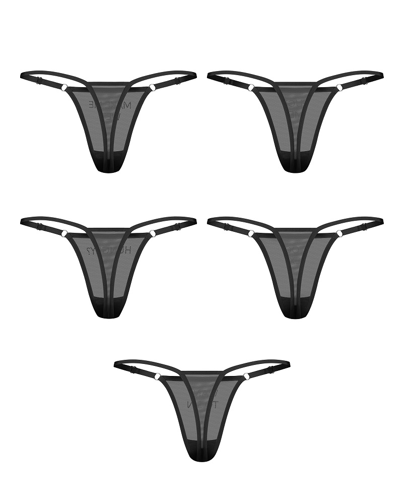 Obsessive - Violami Thongs 5pcs - Black - S/M 照片-10