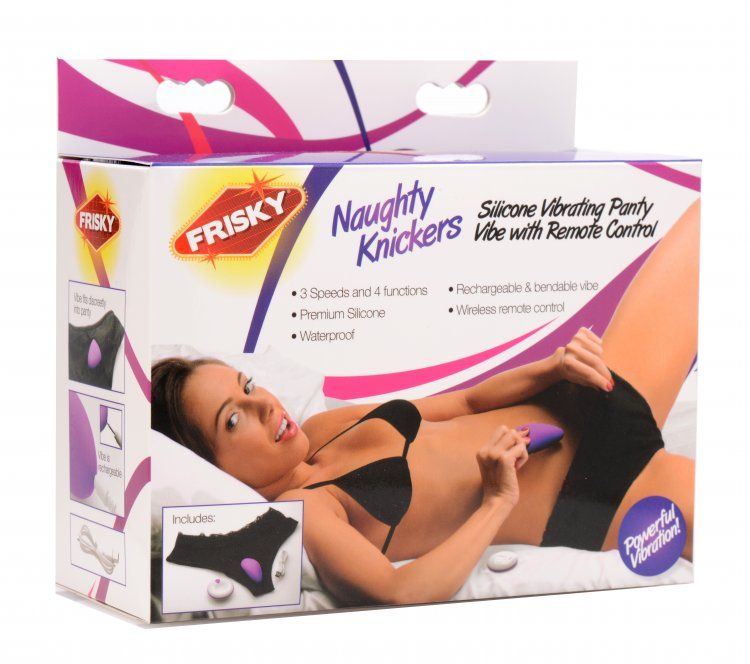 Tease yourself or your partner with a set of vibrating panti... Frisky - Naughty Knickers Vibrating Panty w/ Remote Control - Purple photo-6