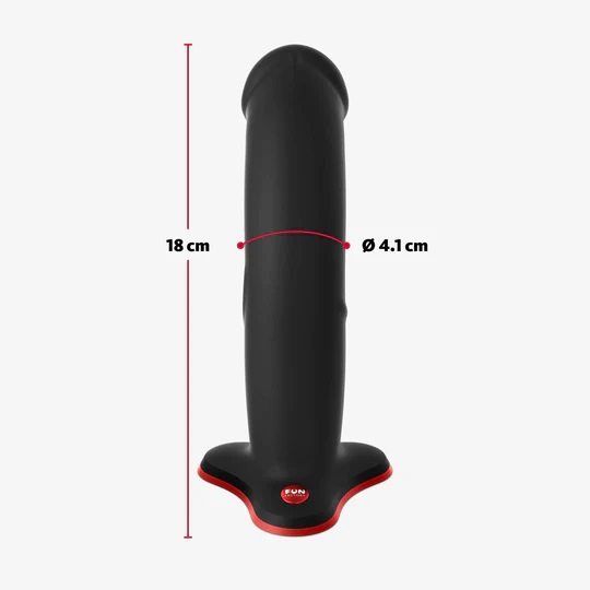 The organic, slightly curved shape of the strong sex toys pr... Fun Factory - The Boss Stub - Black/Red photo-7