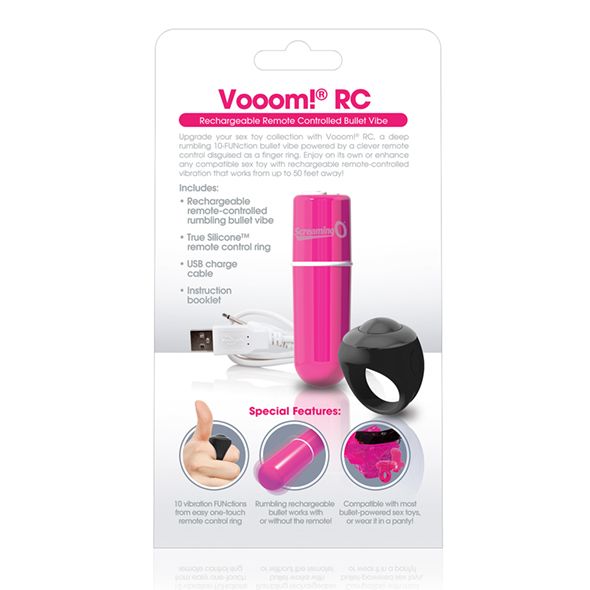 Charged Vooom RC is a deep rumbling rechargeable bullet powe... The Screaming O - Charged Remote Control Vooom Bullet - Pink photo-5
