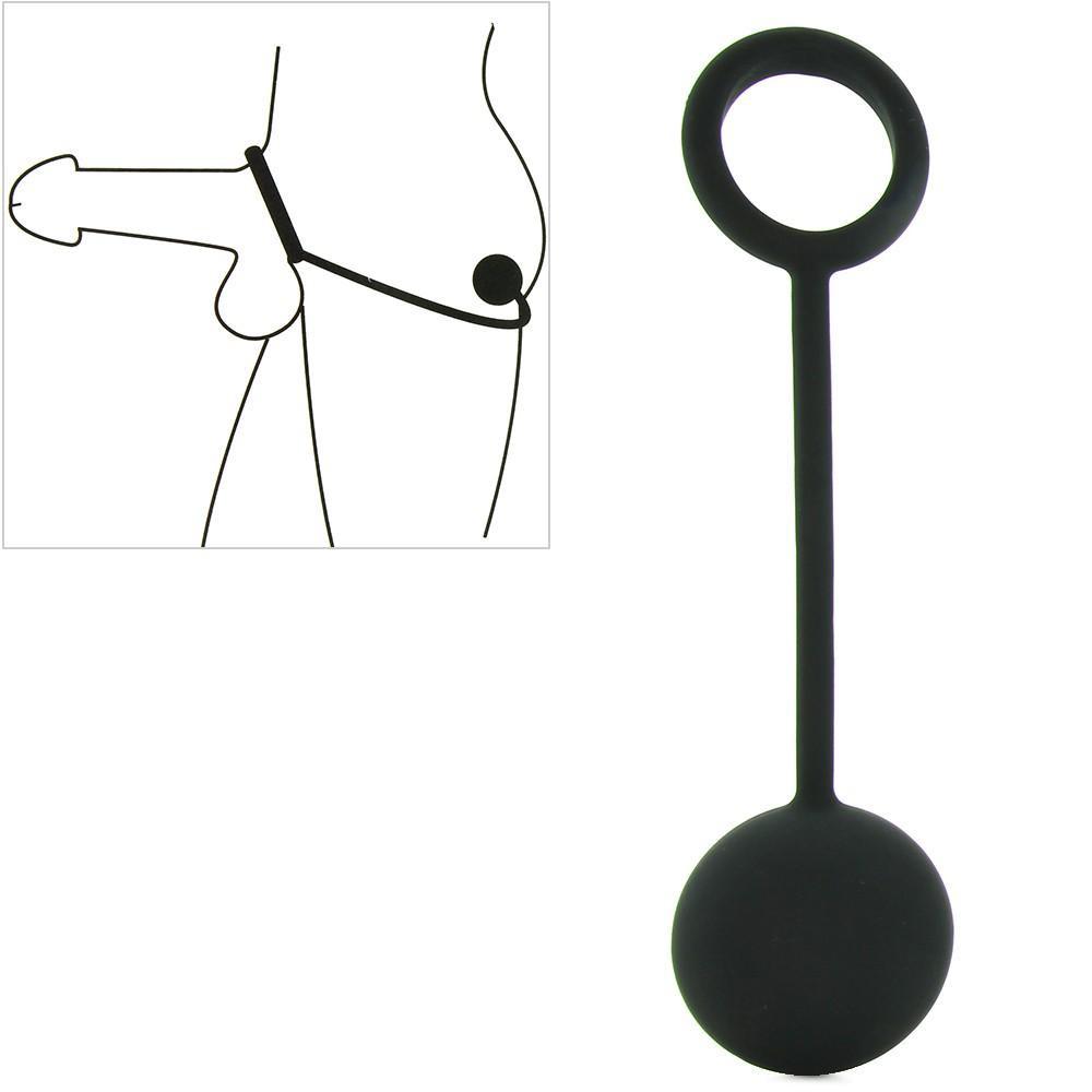 Combining cock and anal stimulation, this solid silicone toy... TOF - Silicone Cock Ring with Heavy Anal Ball photo-4