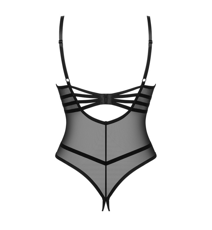 Obsessive - Roxelia 开裆式连体内衣 - 黑色 - 中/大码 照片-4