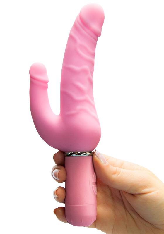 Modern design vibrator for a double penetration. 30 vibratio... Aphrodisia - Levina Double Penis - Pink photo-8