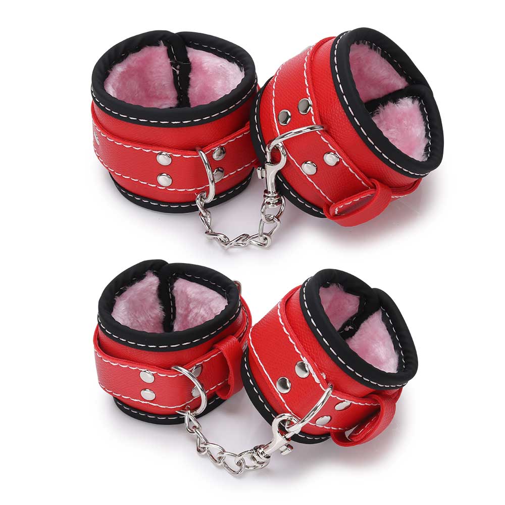 MT - 奴隶调教束缚套装 - 红色含毛绒 MT - 奴隶调教束缚套装 - 红色含毛绒 照片-2