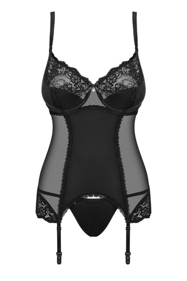 Obsessive - Amallie Corset & Thong - Black - XXL photo-7