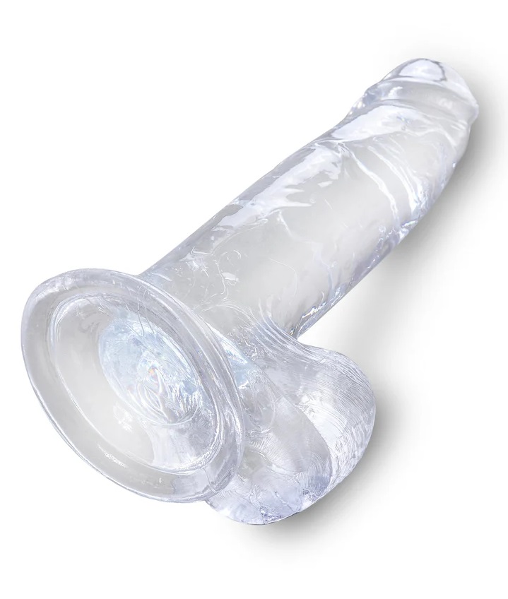 Dildo combines a translucent dildo with a realistic cock des... King Cock - 7" Cock w Balls - Clear photo-5