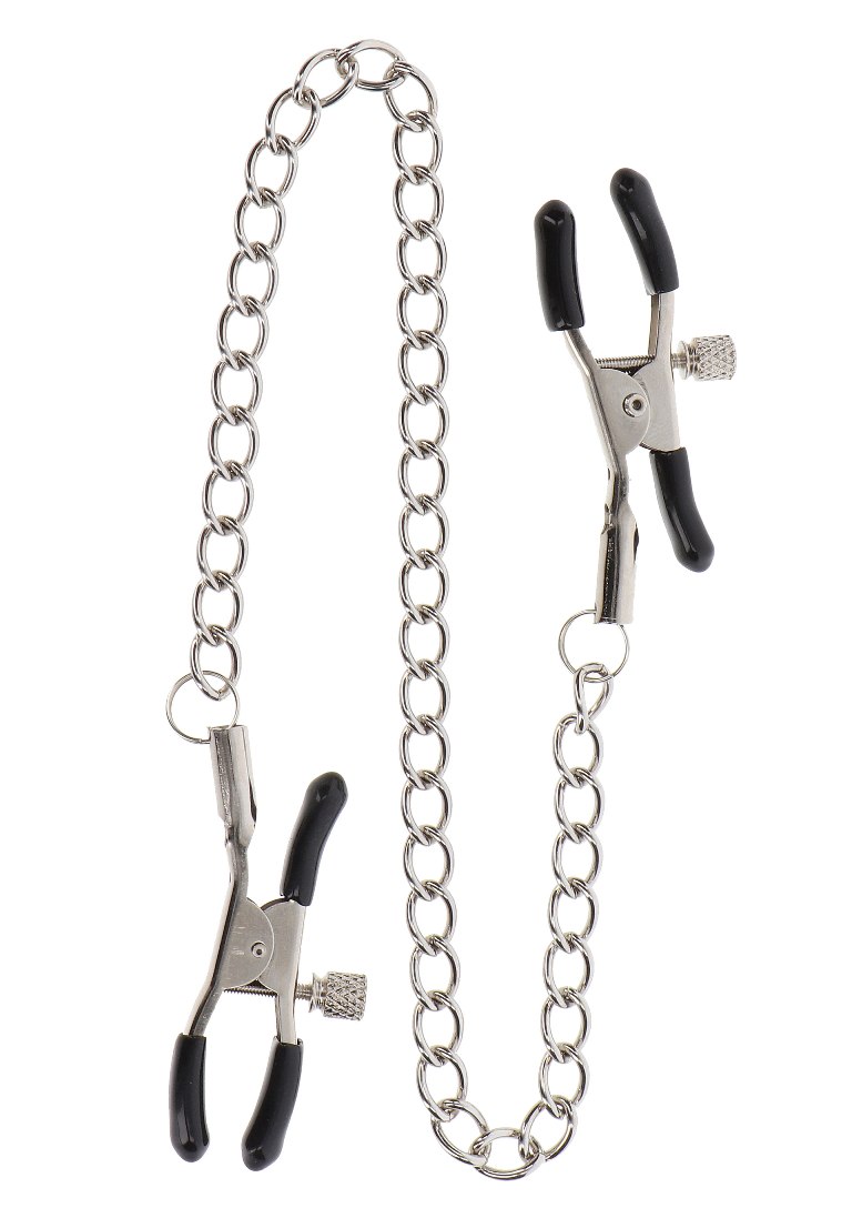 Nipples are the most sensitive part of the breasts. Due to m... Taboom - Clamps w Chain - Silver photo-3