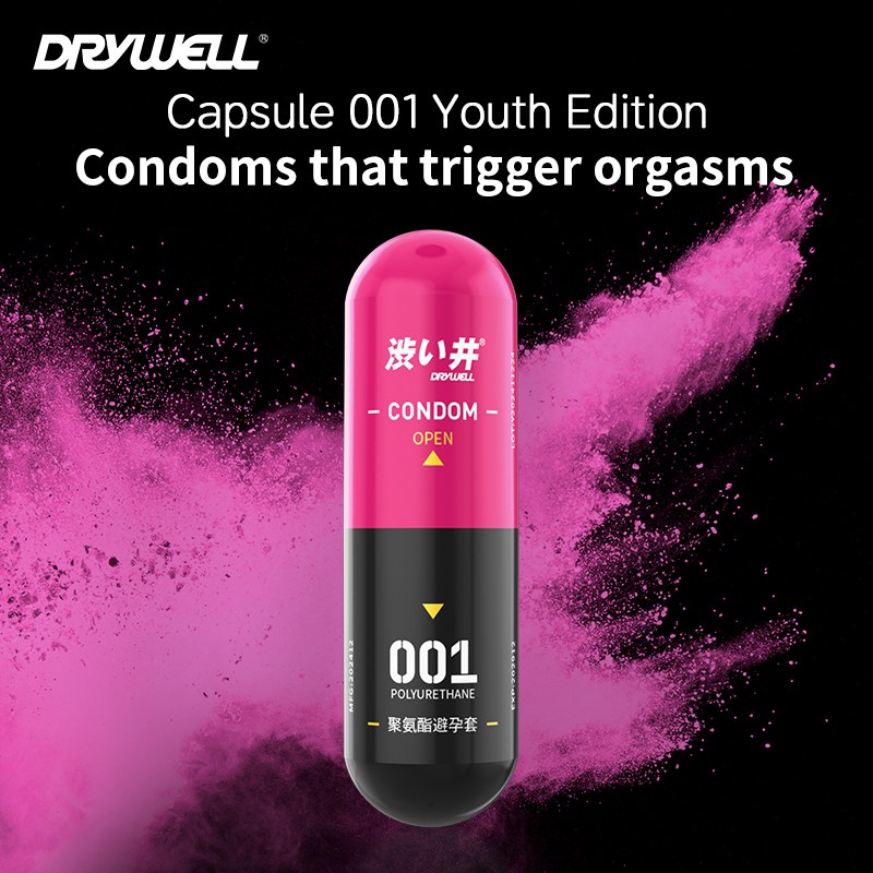 Polyurethane material, youthful and trendy capsule design, p... Drywell - 0.01 Pleasure Condoms 3's Pack photo-4