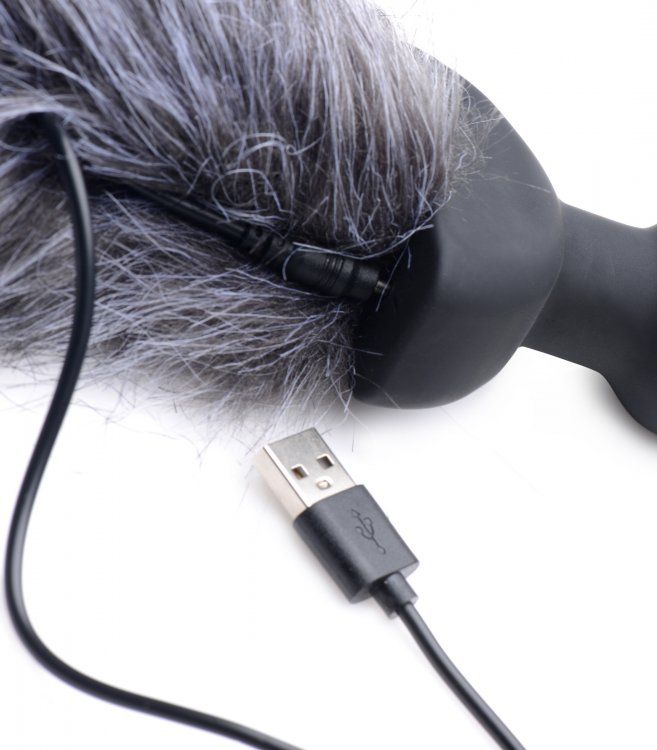 Are you a wild animal or a well-trained pup? Transform into ... Tailz - Fox Tail Vibrating Anal Plug - Grey photo-4