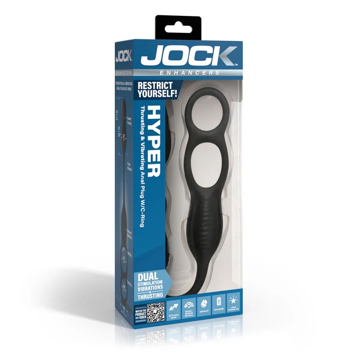 Experience a next-level sensation with this innovative C-rin... Jock - Hyper Thrusting Vibro Plug w C-Ring - Black photo-6