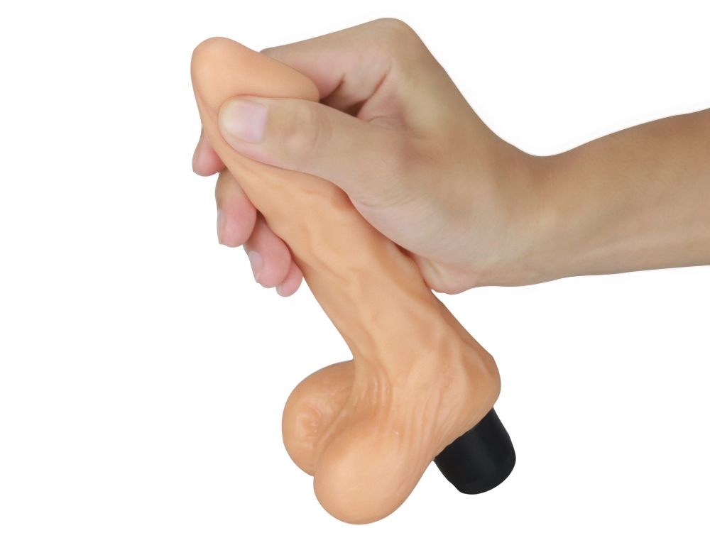 Enjoy the Real Feel of super-soft, lifelike skin with this i... Lovetoy - 8'' Real Feel Cyberskin Vibrator - Flesh photo-3