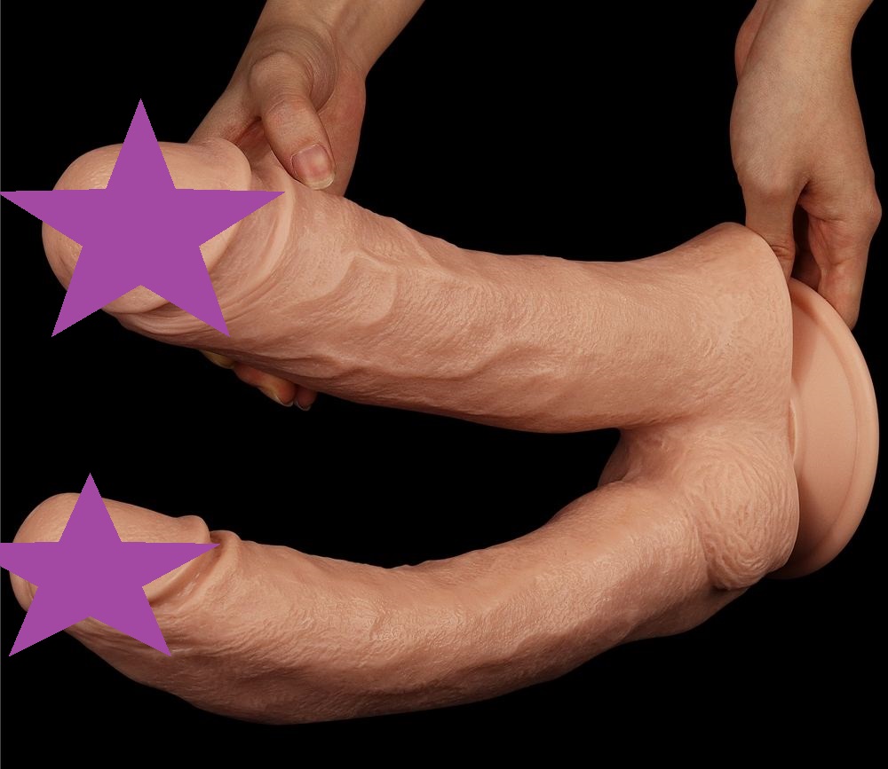 Explore every inch of legendary king-sized realistic Mega do... Lovetoy - 12" Mega Double Dildo - Flesh photo-2