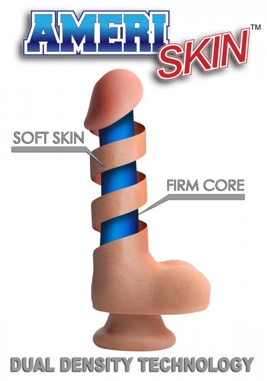 Sink this silky-smooth shaft into your hungry hole! This gor... USA Cocks - 8" Ameriskin Dual Density Dildo - Brown photo-7