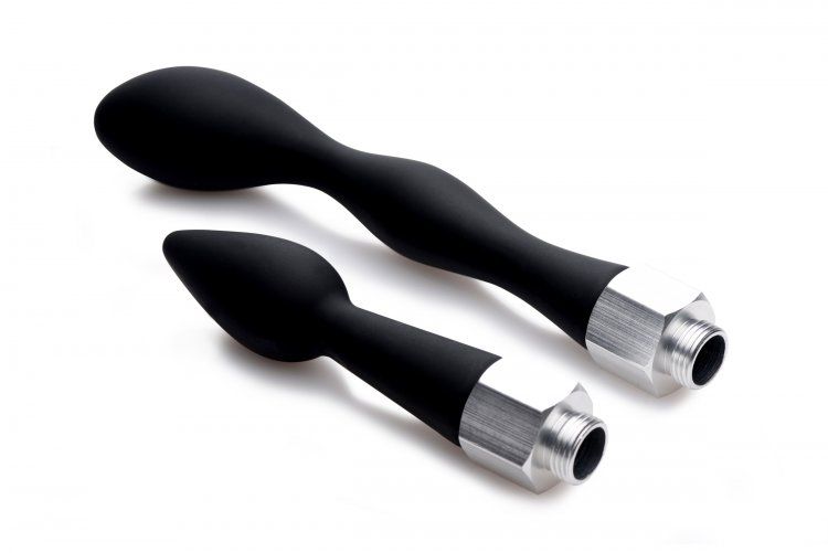 Molded of premium silicone, the lengths and shapes of these ... CleanStream - Premium Silicone Enema Attachment Set - Black photo-3