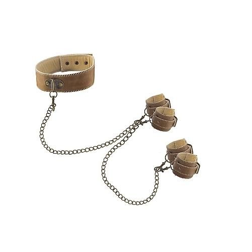 Shots - Collar With Hand And Leg Cuffs - Brown photo