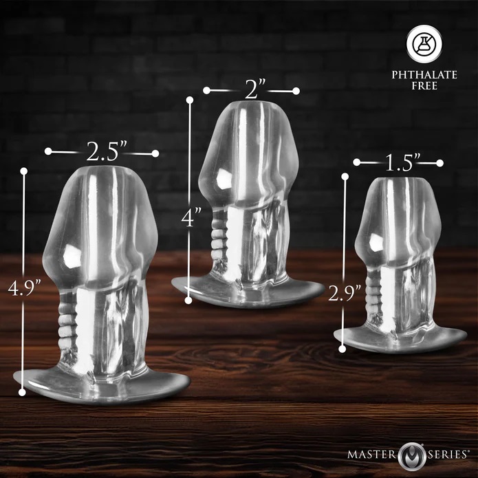Master Series - Dicked 陰莖造型空心後庭塞 3件套裝 - 透明 照片-8