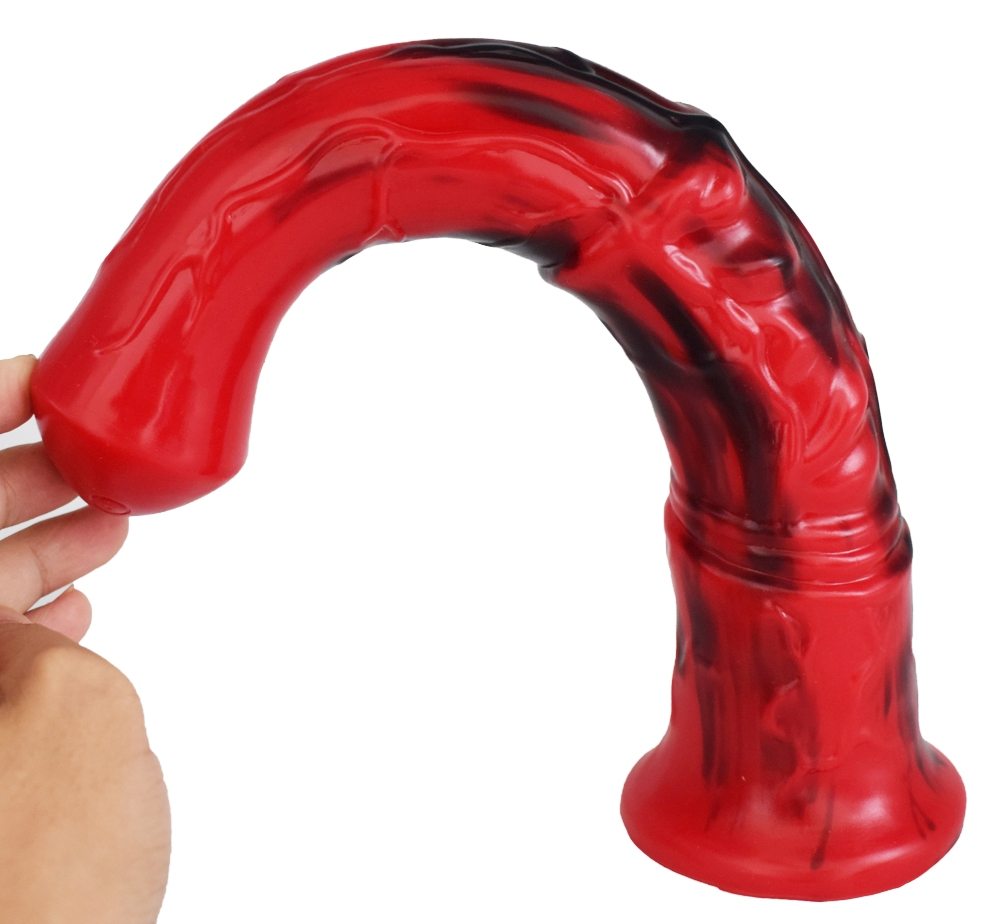 Silicone horse anal dildo, artificial realistic anal plug, s... FAAK - Horse Long Dildo - Red/Black photo-4