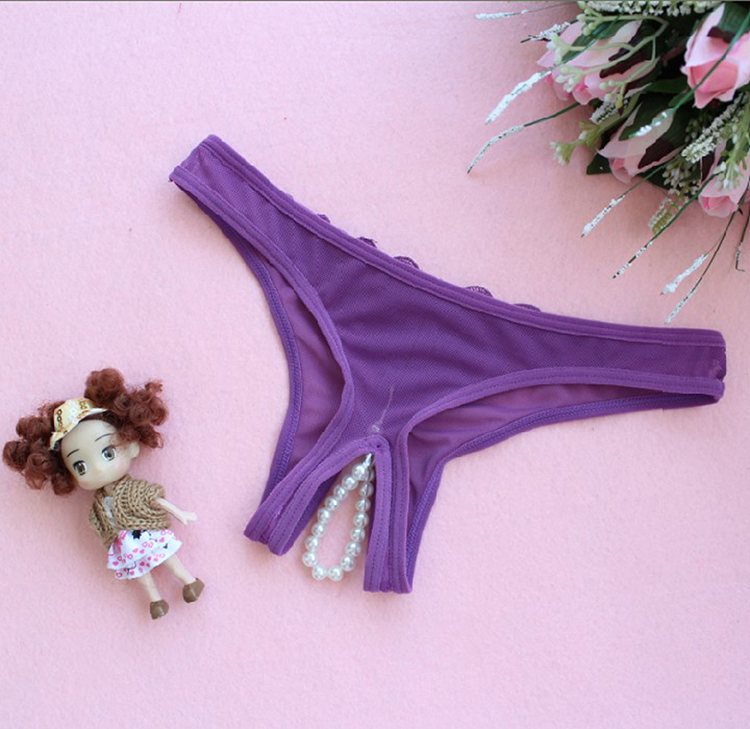 Sexy, exquisite and noble panties with a string of pearls th... SB - Panties T135 w Pearls - Purple photo-8