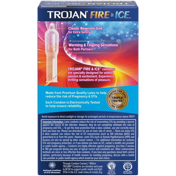 Experience thrilling sensations of pleasure with TROJAN FIRE... Trojan - Fire & Ice Lubricated 10's Pack photo-2