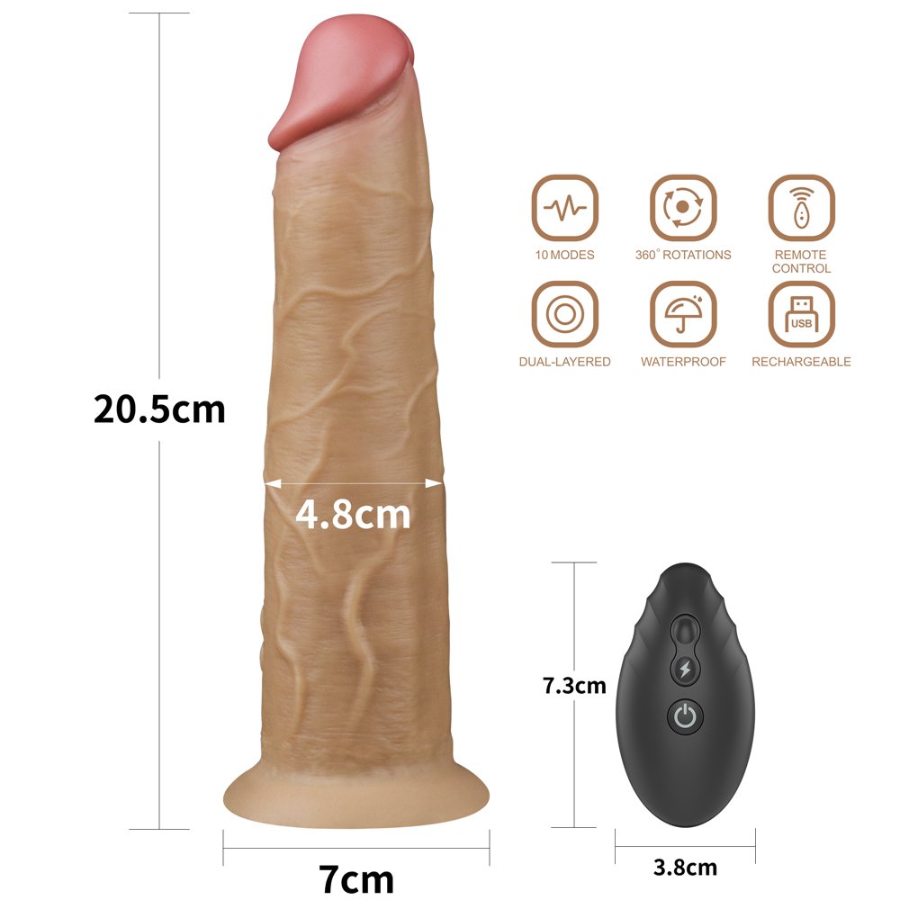 Lovetoy - 8" Dual Layered Rotator - Flesh photo-22