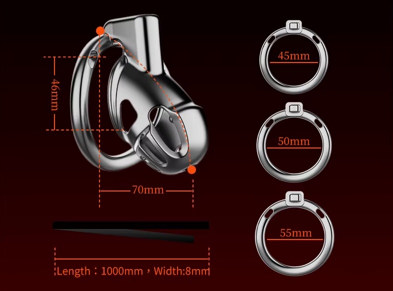 Stainless steel silver hollow short chastity lock with three... Yeahwow - Wearable Short Chastity Cage - Silver photo-4