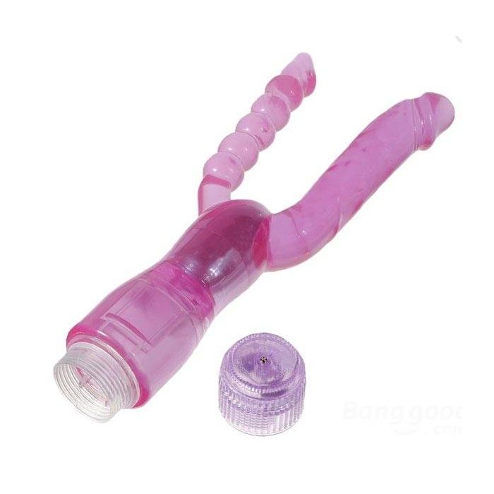 Are you looking for some special 02 Vibrators?This dual pene... Aphrodisia - Double Pleasure Dual Penetrator Vibrator - Purple photo-4