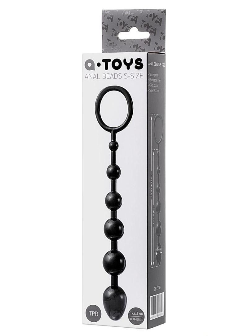 Elastic anal chain with 6 balls with different diameters in ... A-Toys - Anal Beads S-Size - Black photo-9