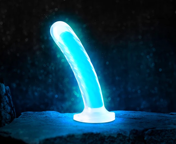 Tao Silicone Dual Density Dildo will bring new light to your... Neo Elite - Glow in the Dark Tao Dildo 17,8cm - Neon Blue photo-2