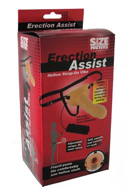 Size Matters -  Erection Assist Hollow Strap-On Vibrator - Flesh photo