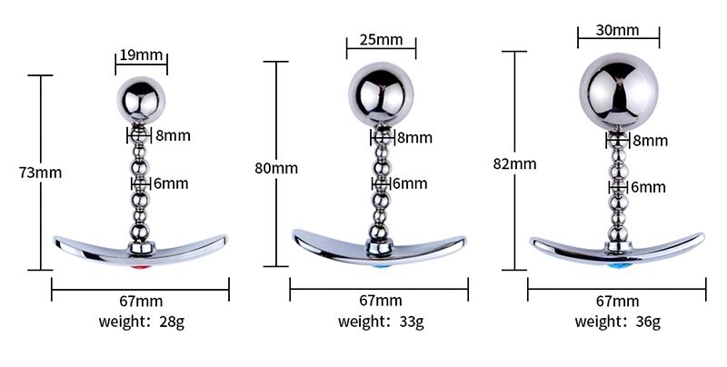 Diameters: 20, 25, 30 mm
Product's stones colour may var... MT - Anal Plugs Set 3 pc photo-7