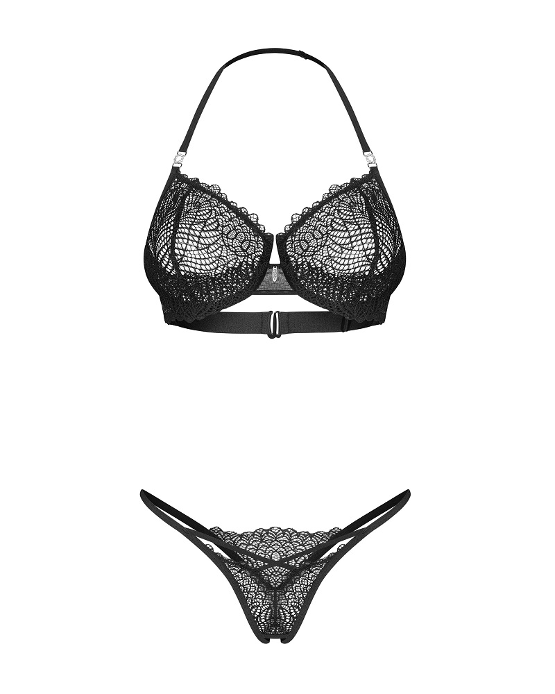 Discover the art of subtle temptation with the Iliosa set. T... Obsessive - Iliosa Crotchless Set - Black - L/XL photo-3