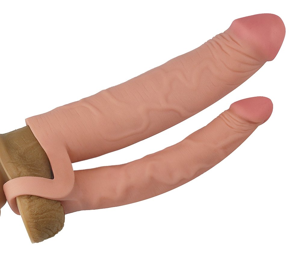 Intensify pleasure for both of you and add inches instantly ... Lovetoy - 2" Pleasure X Tender Double Sleeve - Flesh photo-4