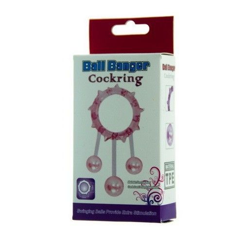 Three balls agitate delay ring Aphrodisia - Ball Banger Cock Ring with 3 Balls - Purple photo-4