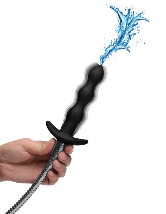 Enjoy textured vibrating bumps while you clean your pipes wi... CleanStream - Pleasure Flow 10X Vibro Enema Tip - Black photo-4