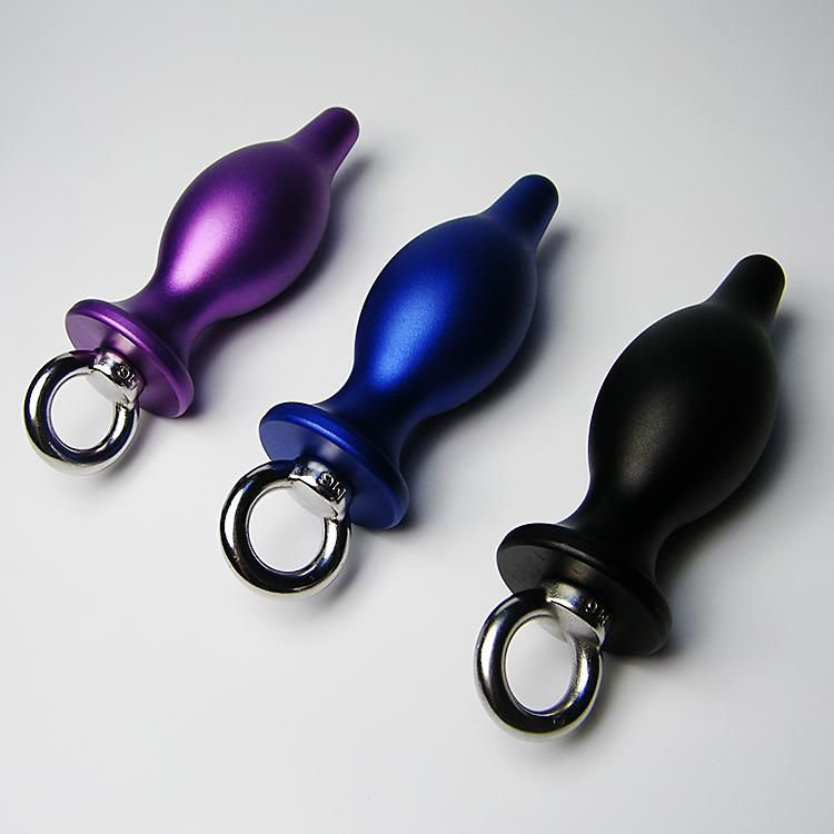 A butt plug is a sex toy that is designed to be inserted int... XFBDSM - AluminumAanal Plug - Black photo-4