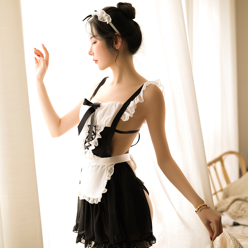 Spice maid set including babydoll, headdress, apron and pant... SB - Maid Backless Costume - Black photo-9