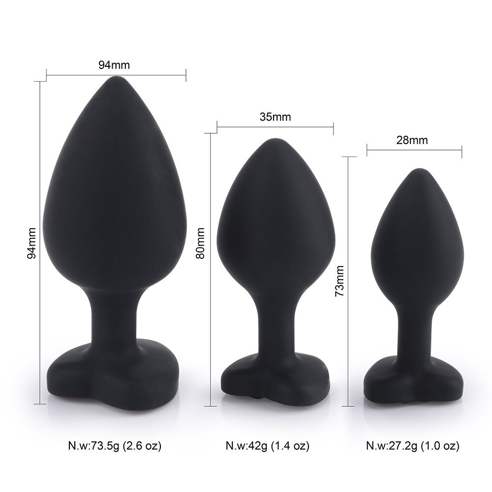MT - Heart Shape Anal Plug 80x35mm - Black photo-2