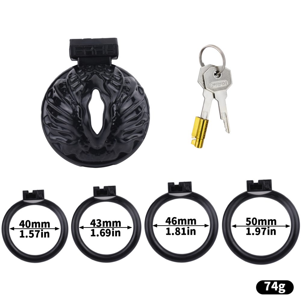 Material: Resin
Cage high: 21mm  ... FAAK - Resin Pussy Chastity Cage - Black photo-10