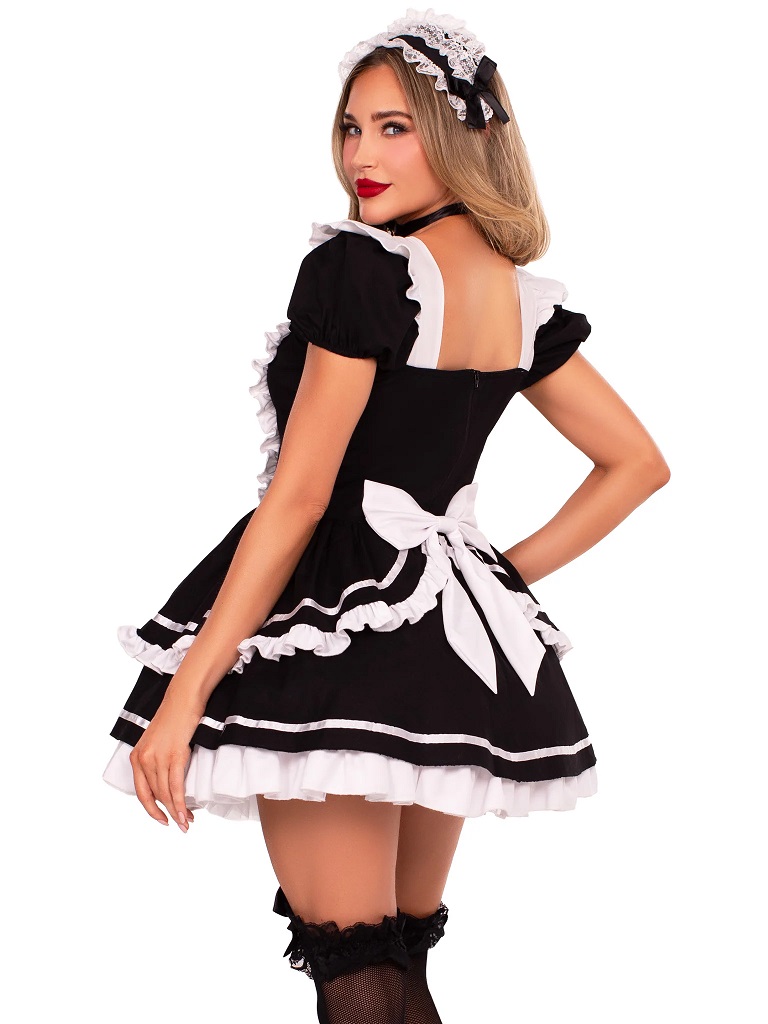 Serve looks - and a little sass - in the 4 PC Maid to Flirt ... Leg Avenue - Maid to Flirt Costume - Black - S photo-2