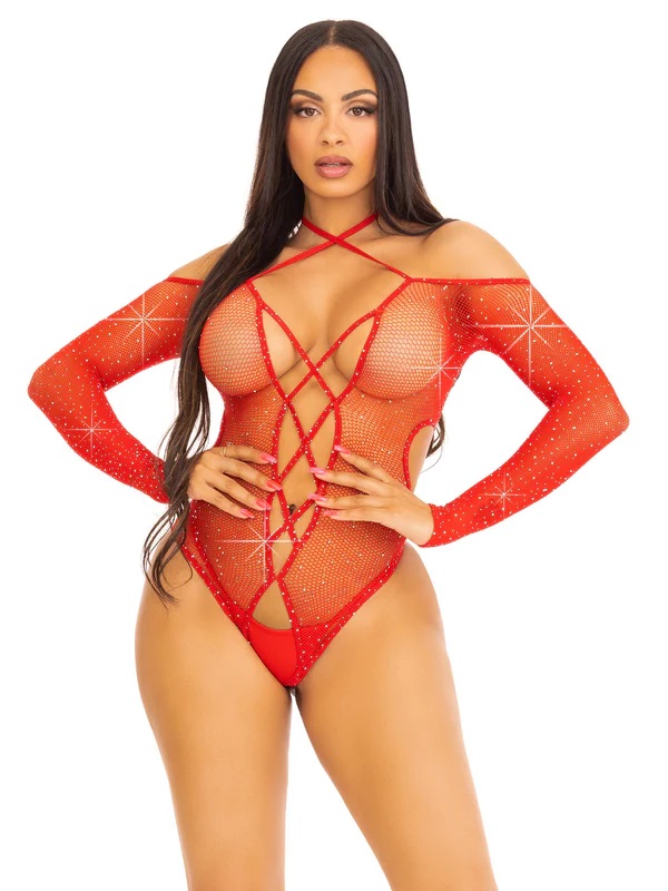 Leg Avenue - Say My Name Crotchless Teddy - Red photo