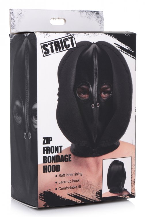 Darken the senses with this Zip Front Bondage Hood! This hoo... Strict - Zip Front Bondage Hood - Black photo-5