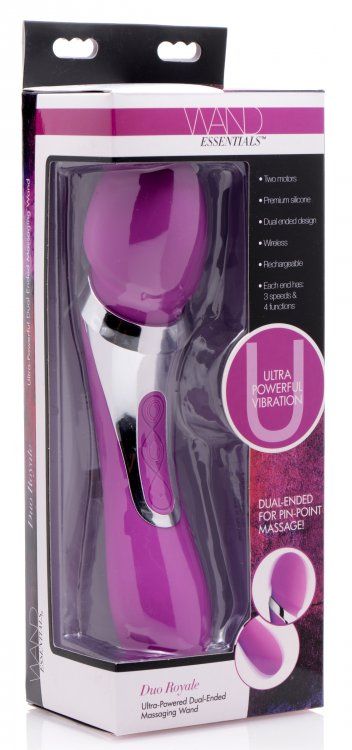 Made for your satisfaction and convenience, this double-side... Wand Essentials - Duo Royale Ultra-Powered Dual-Ended Massaging Wand - Purple photo-5