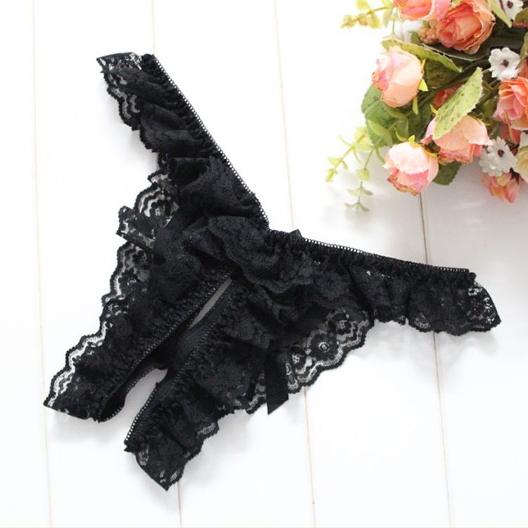 Romantic lace fabric, private opening design, a beautiful bu... SB - Thong T115 - Black photo-6