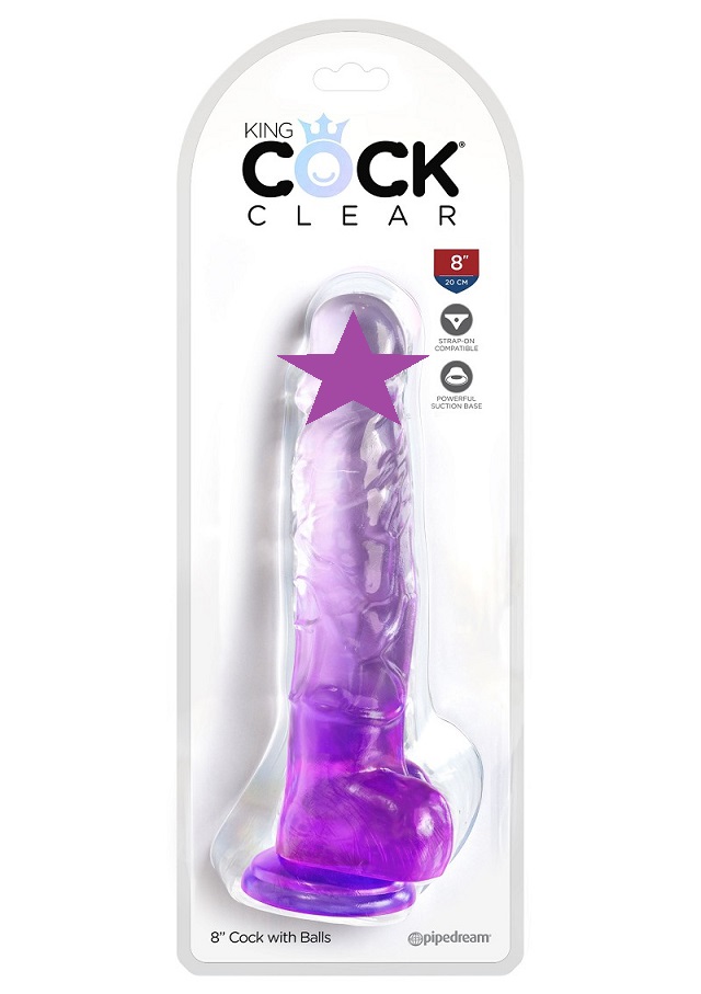 Clearly the best! Created to heighten your pleasure experien... King Cock - 8" Clear Cock w Balls - Purple photo-2