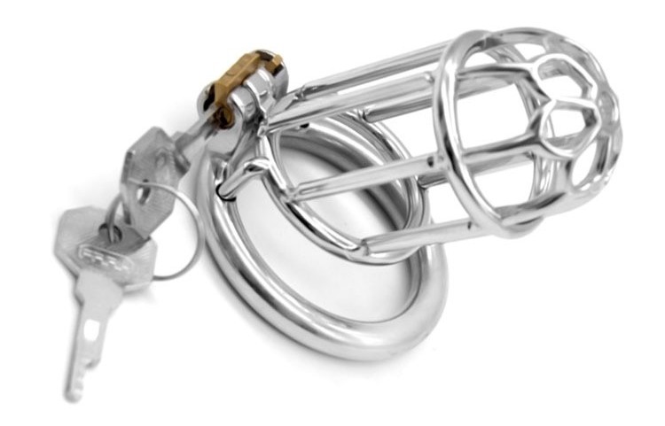 Total high: 75mm &n... FAAK - Chastity Cage 10 Long w Catheter 45mm - Silver photo-4